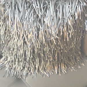 Gorgeous platinum ribbon shag pillows